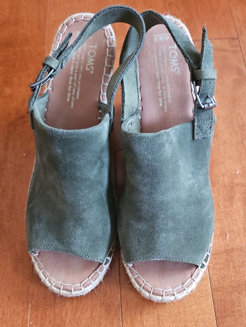 Toms Olive Green Suede Slingback Espadrille